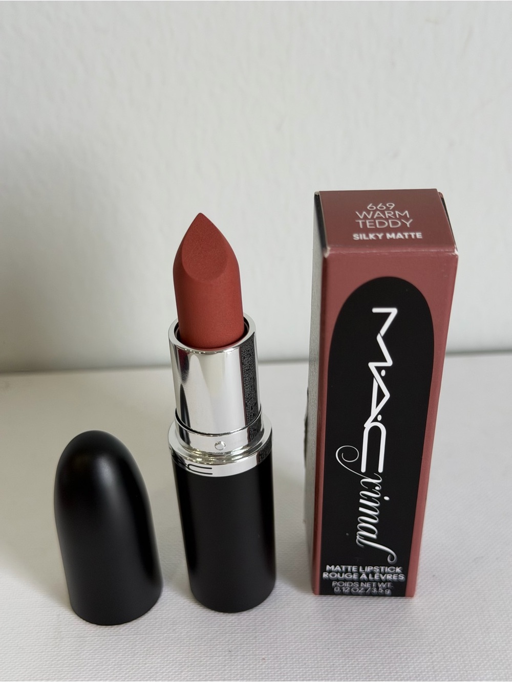 MAC 
M•A•Cximal Silky Matte 12HR Wear Lipstick in Warm Teddy